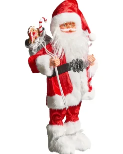 Outlet Beliani Decorazione natalizia ORMSAVATNET Babbo Natale 45 cm Rosso Bianco Rosso