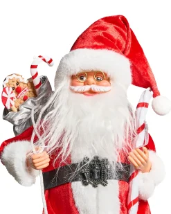 Outlet Beliani Decorazione natalizia ORMSAVATNET Babbo Natale 45 cm Rosso Bianco Rosso