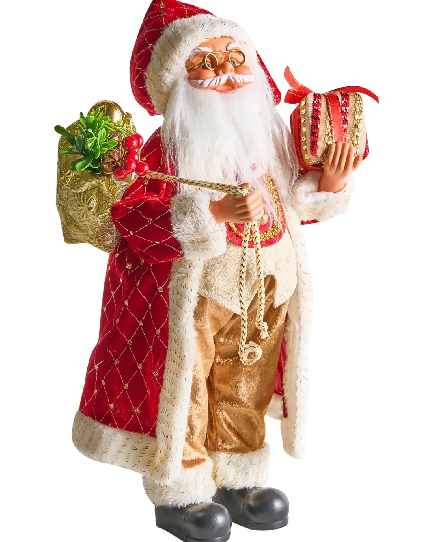 Best Beliani Decorazione natalizia RAMVATN Babbo Natale 44 cm Rosso Bianco Rosso Oro