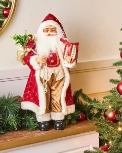 Best Beliani Decorazione natalizia RAMVATN Babbo Natale 44 cm Rosso Bianco Rosso Oro