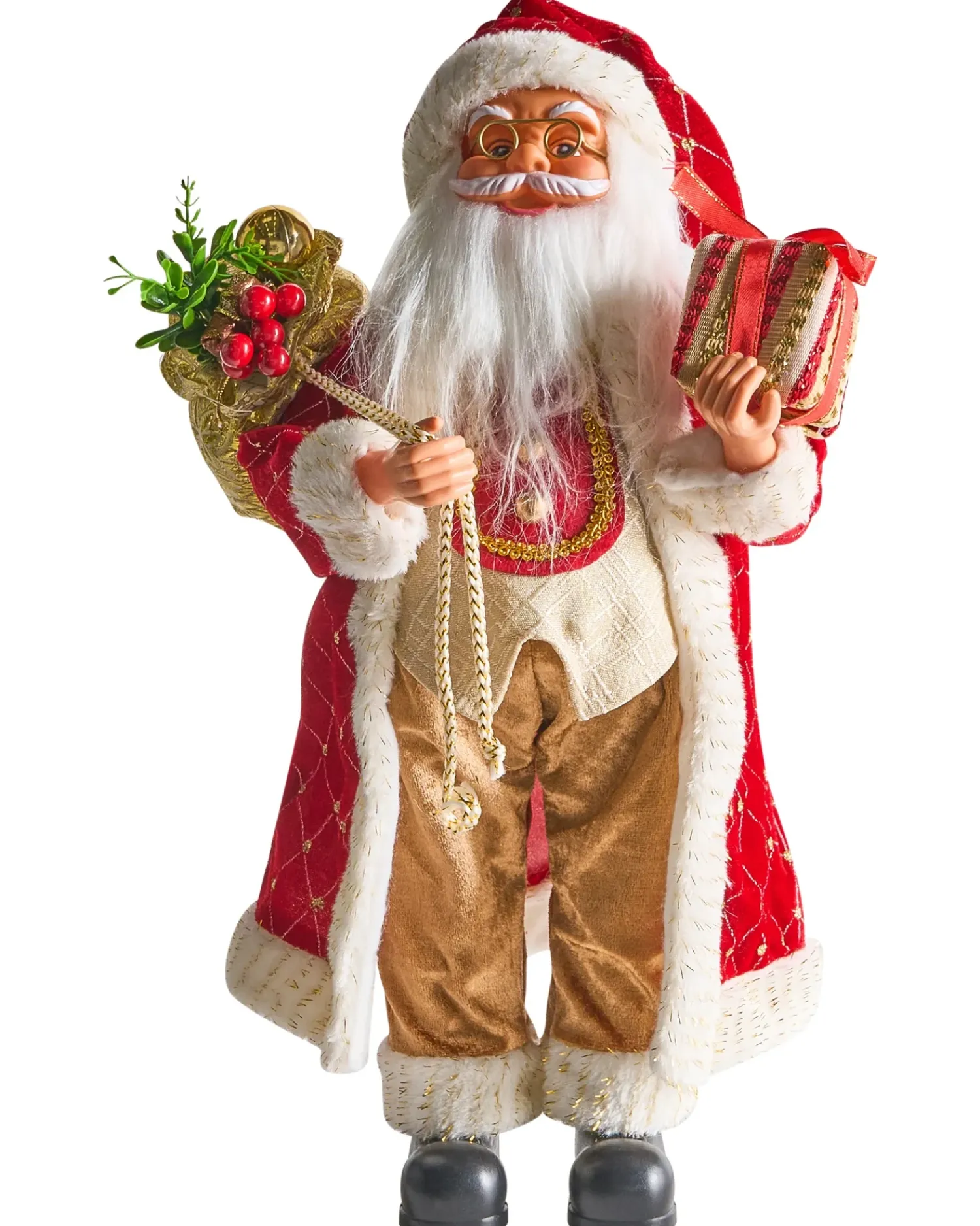 Best Beliani Decorazione natalizia RAMVATN Babbo Natale 44 cm Rosso Bianco Rosso Oro