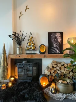 Clearance Beliani Decorazione natalizia RANUA Albero di Natale 65 cm Oro Oro Nero