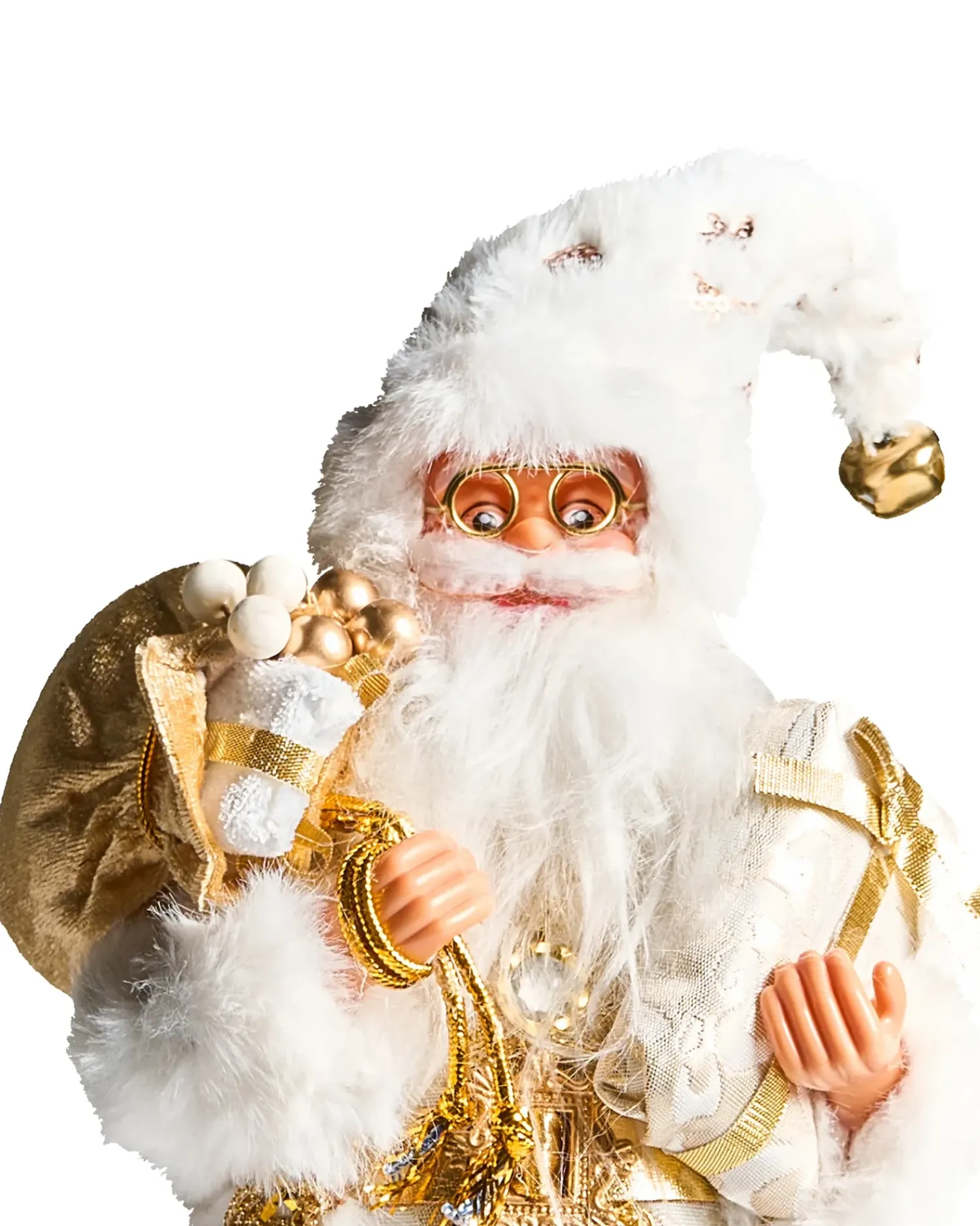 Sale Beliani Decorazione natalizia STRAUMSFJORDEN Babbo Natale 40 cm Bianco/Oro Bianco Oro