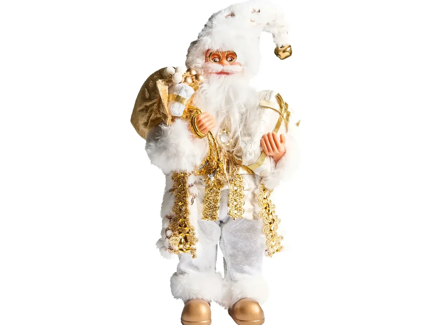 Sale Beliani Decorazione natalizia STRAUMSFJORDEN Babbo Natale 40 cm Bianco/Oro Bianco Oro