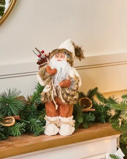 Discount Beliani Decorazione natalizia SVARTEVATNET Babbo Natale 37 cm Marrone/Bianco Beige Bianco Marrone