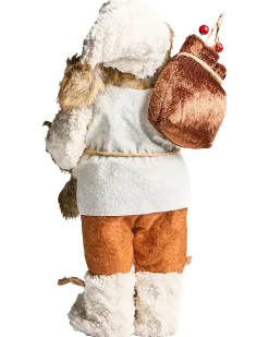 Discount Beliani Decorazione natalizia SVARTEVATNET Babbo Natale 37 cm Marrone/Bianco Beige Bianco Marrone
