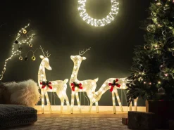 Hot Beliani Decorazione per esterni LED ANGELI Renna 92/85/49 cm Bianco