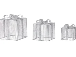 Outlet Beliani Decorazione per esterni LED ARNES Regali di Natale 25/20/15 cm Argento