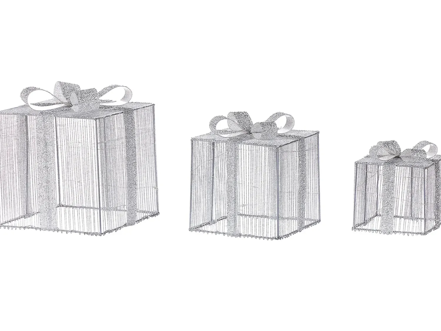 Outlet Beliani Decorazione per esterni LED ARNES Regali di Natale 25/20/15 cm Argento