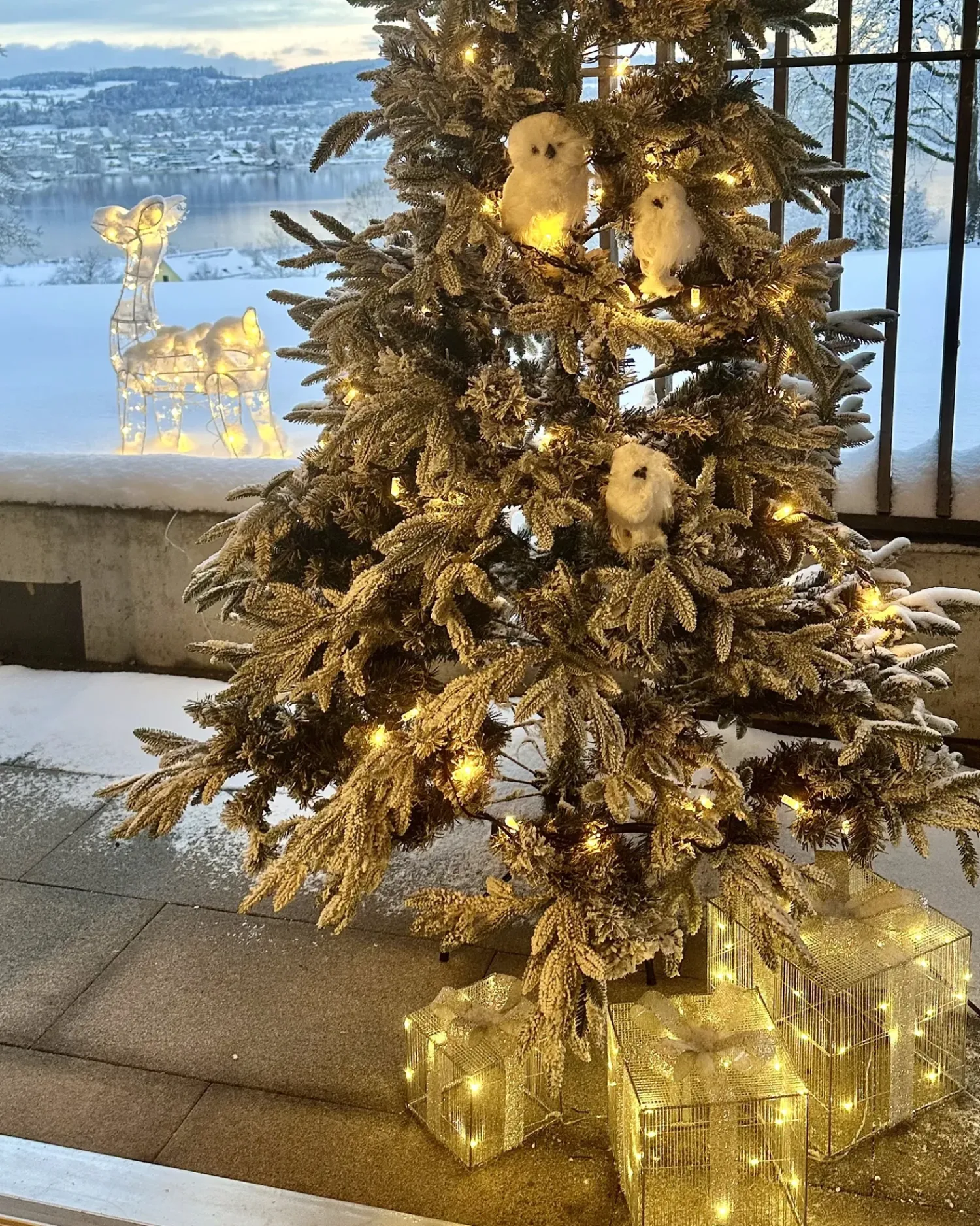 Outlet Beliani Decorazione per esterni LED ARNES Regali di Natale 25/20/15 cm Argento