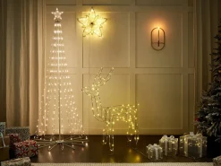 Outlet Beliani Decorazione per esterni LED ARNES Regali di Natale 25/20/15 cm Argento