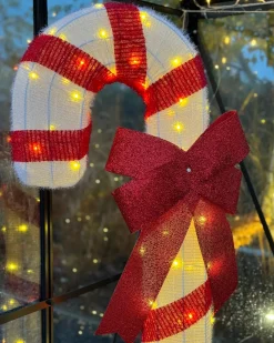Beliani Decorazione per esterni LED ALARNI Bastoncino di zucchero 150 cm Rosso Bianco Rosso