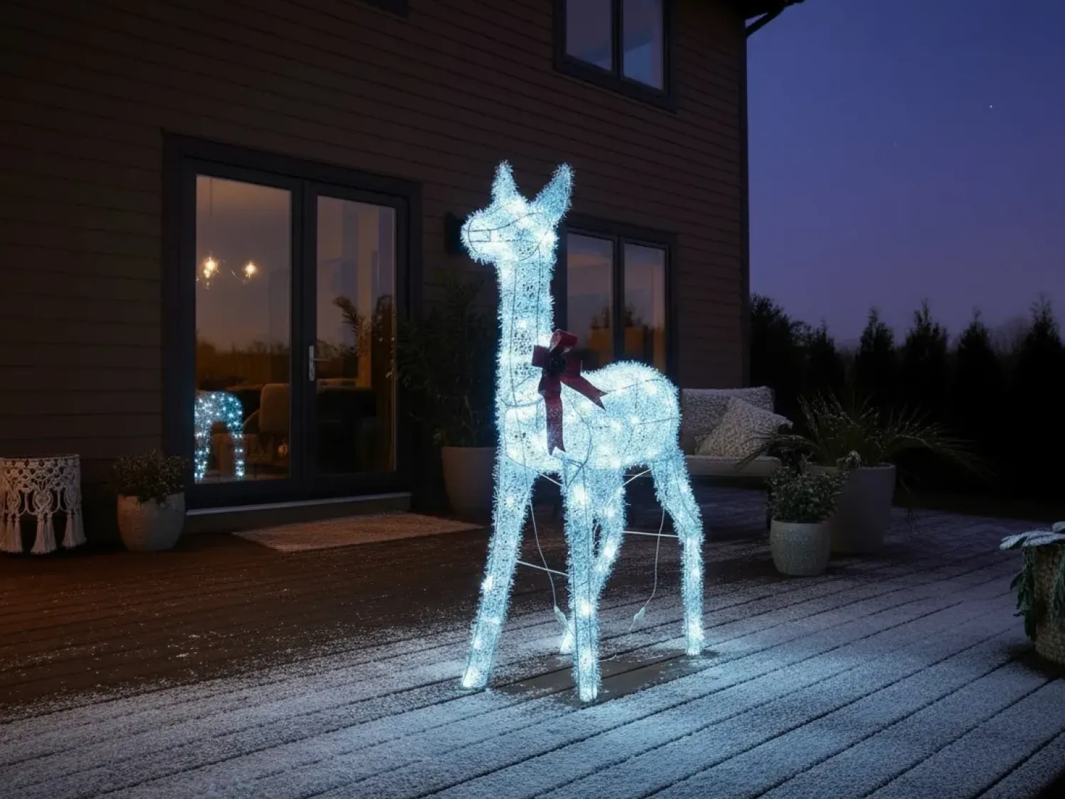 Hot Beliani Decorazione per esterni LED AURENNE Cervo 110 cm Bianco Bianco Rosso
