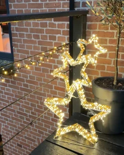 New Beliani Decorazione per esterni LED BURESO Stella 80 cm Oro