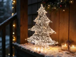 Clearance Beliani Decorazione per esterni LED BLONDUOS Albero di Natale 60 cm Argento
