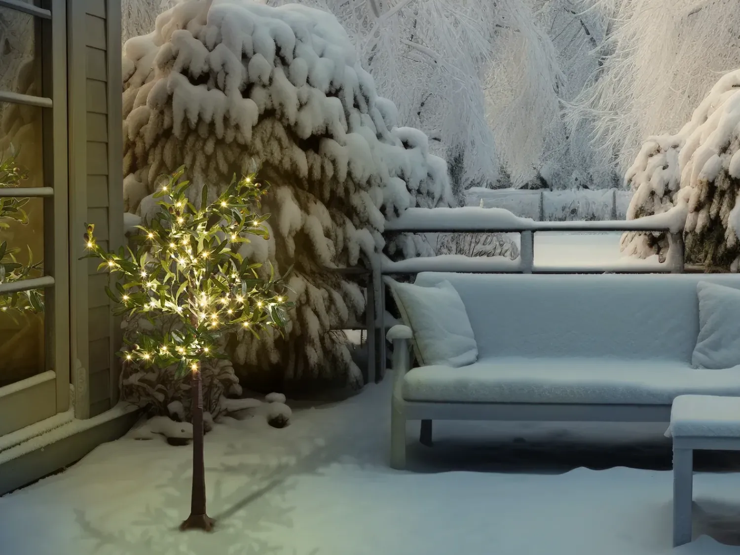 Sale Beliani Decorazione per esterni LED CELIONI Albero Verde Marrone Verde Nero