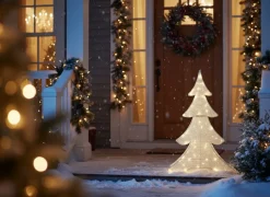 Beliani Decorazione per esterni LED EDASJON Albero di Natale 95 cm Bianco