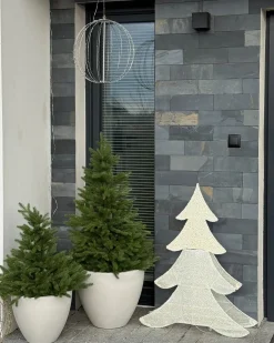 Beliani Decorazione per esterni LED EDASJON Albero di Natale 95 cm Bianco