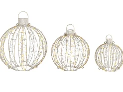 Outlet Beliani Decorazione per esterni LED GAROUR Palla di Natale 65/50/40 cm Oro