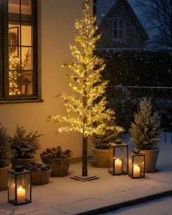 Beliani Decorazione per esterni LED GRENIVIK Albero di Natale 245 cm Bianco