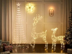 Sale Beliani Decorazione per esterni LED HAFNIR Capriolo 92 cm Argento