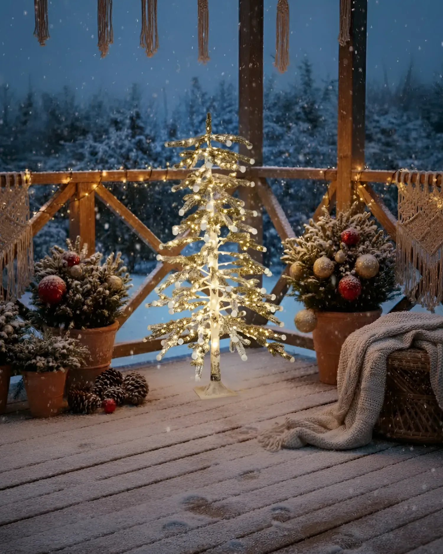 Sale Beliani Decorazione per esterni LED HASSLAN Albero di Natale 125 cm Bianco Bianco Verde