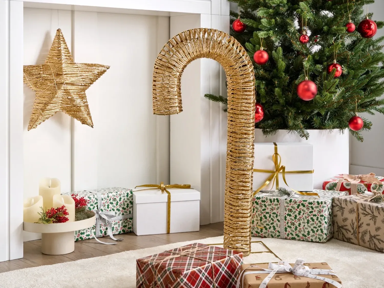 Hot Beliani Decorazione per esterni LED HOLMAVIK Bastoncino di zucchero 74 cm Oro