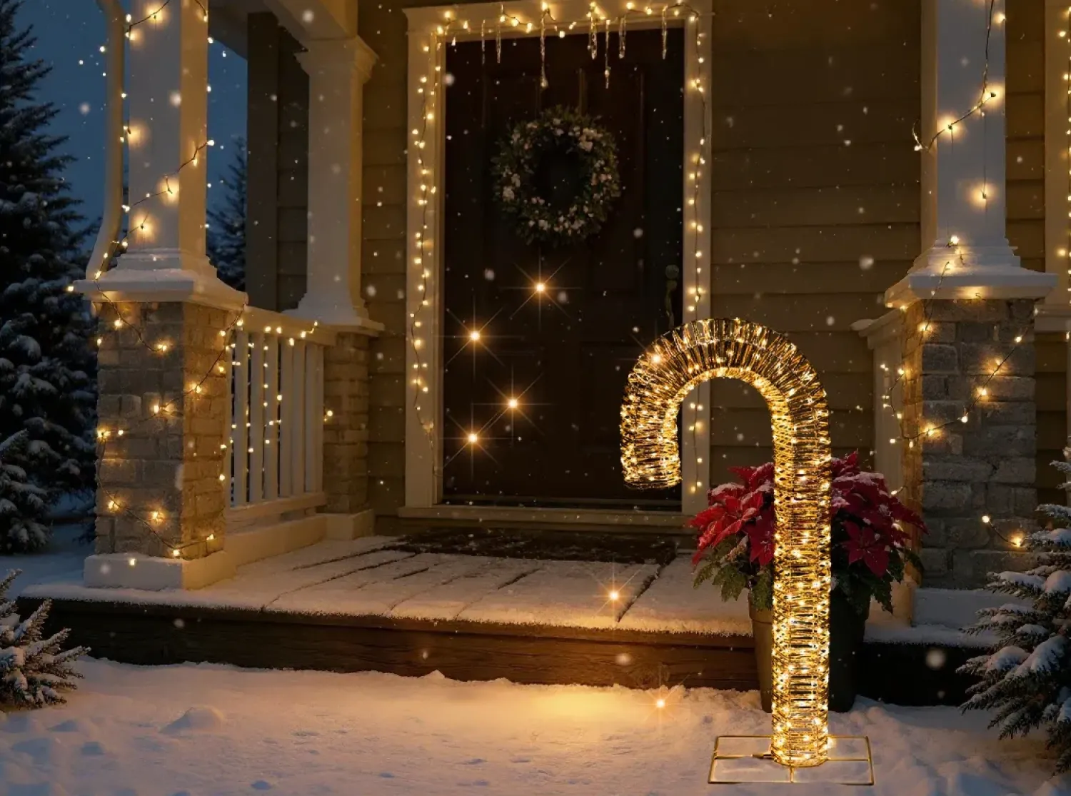 Hot Beliani Decorazione per esterni LED HOLMAVIK Bastoncino di zucchero 74 cm Oro