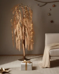 Hot Beliani Decorazione per esterni LED KOPASKER Albero 160 cm Beige Beige Marrone