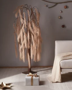 Hot Beliani Decorazione per esterni LED KOPASKER Albero 160 cm Beige Beige Marrone