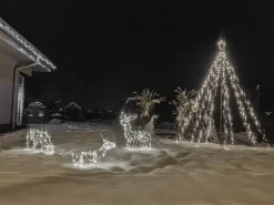 Hot Beliani Decorazione per esterni LED MIKKELI Renna animata 76/47/52 cm Bianco