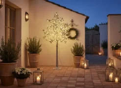 Outlet Beliani Decorazione per esterni LED MELAKKO Albero 150 cm Verde Bianco Verde