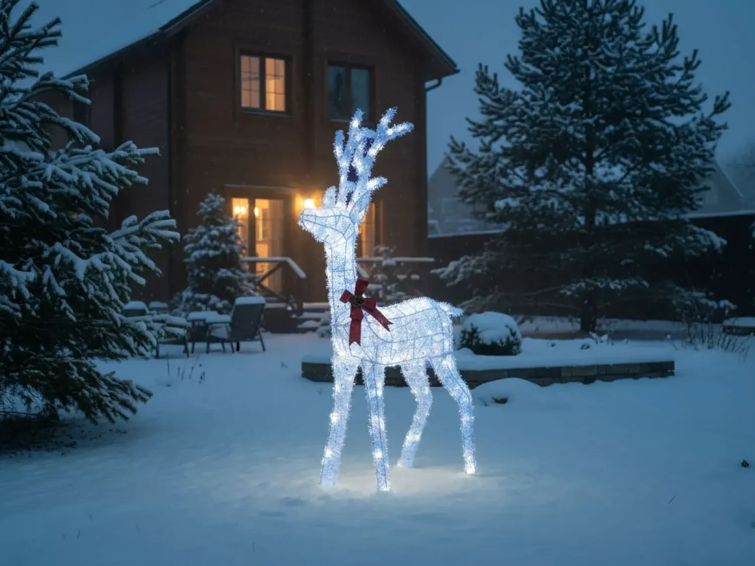 Outlet Beliani Decorazione per esterni LED MALAREN Renna 140 cm Bianco Bianco Rosso