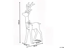Outlet Beliani Decorazione per esterni LED MALAREN Renna 140 cm Bianco Bianco Rosso