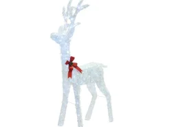 Outlet Beliani Decorazione per esterni LED MALAREN Renna 140 cm Bianco Bianco Rosso