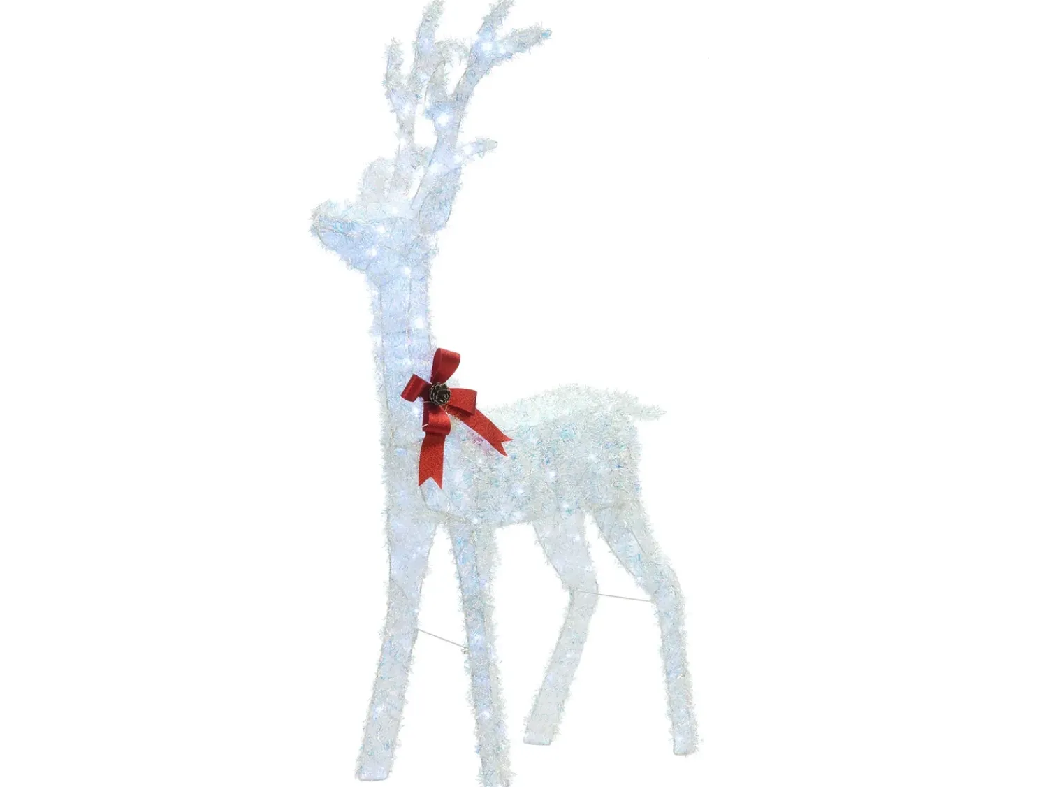 Outlet Beliani Decorazione per esterni LED MALAREN Renna 140 cm Bianco Bianco Rosso