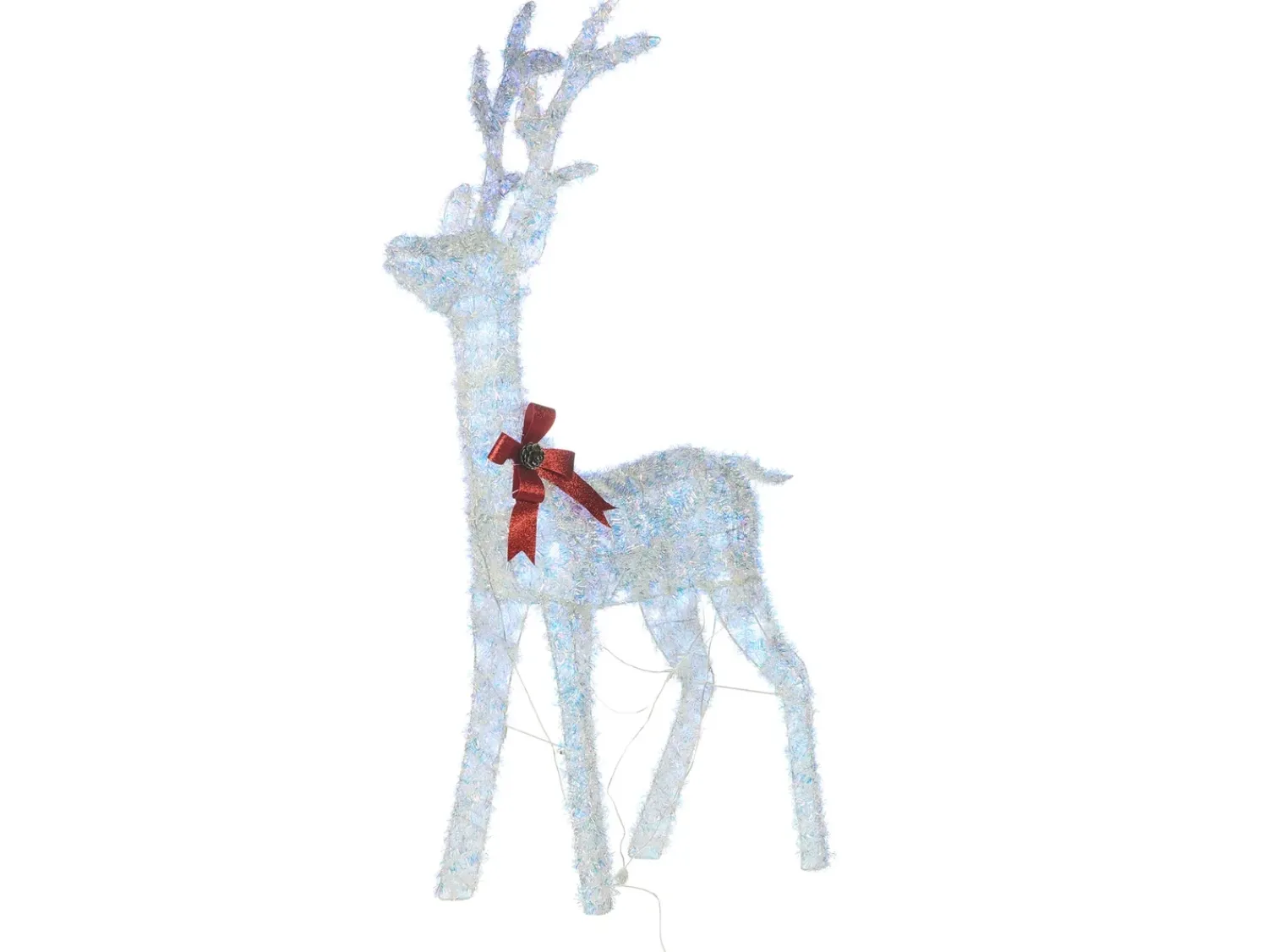 Outlet Beliani Decorazione per esterni LED MALAREN Renna 140 cm Bianco Bianco Rosso