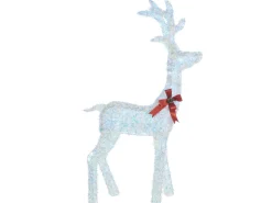 Outlet Beliani Decorazione per esterni LED MALAREN Renna 140 cm Bianco Bianco Rosso