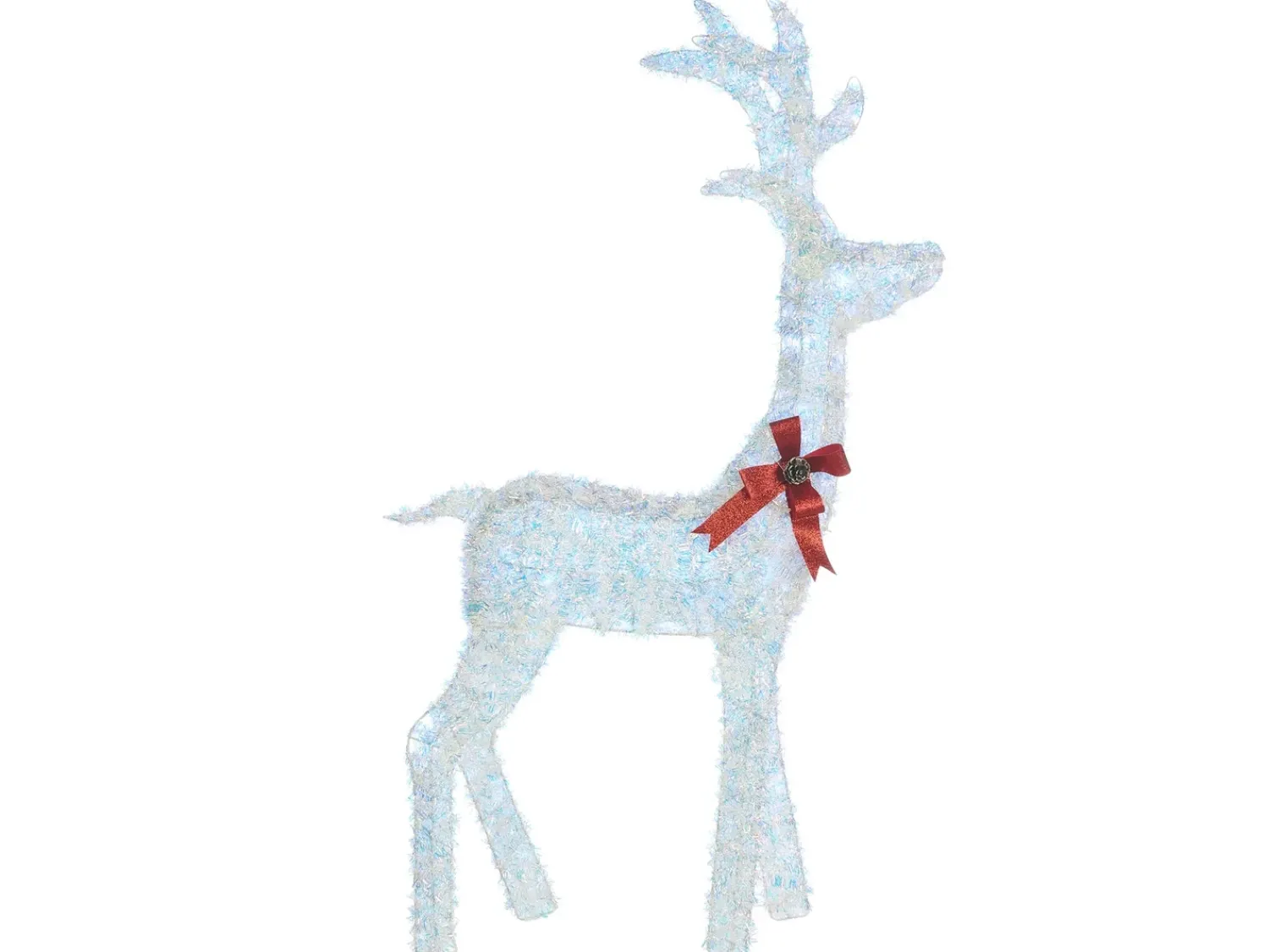 Outlet Beliani Decorazione per esterni LED MALAREN Renna 140 cm Bianco Bianco Rosso