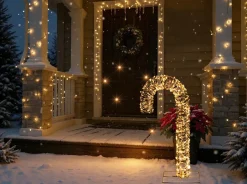 Hot Beliani Decorazione per esterni LED NORRESO Bastoncino di zucchero 74 cm Oro
