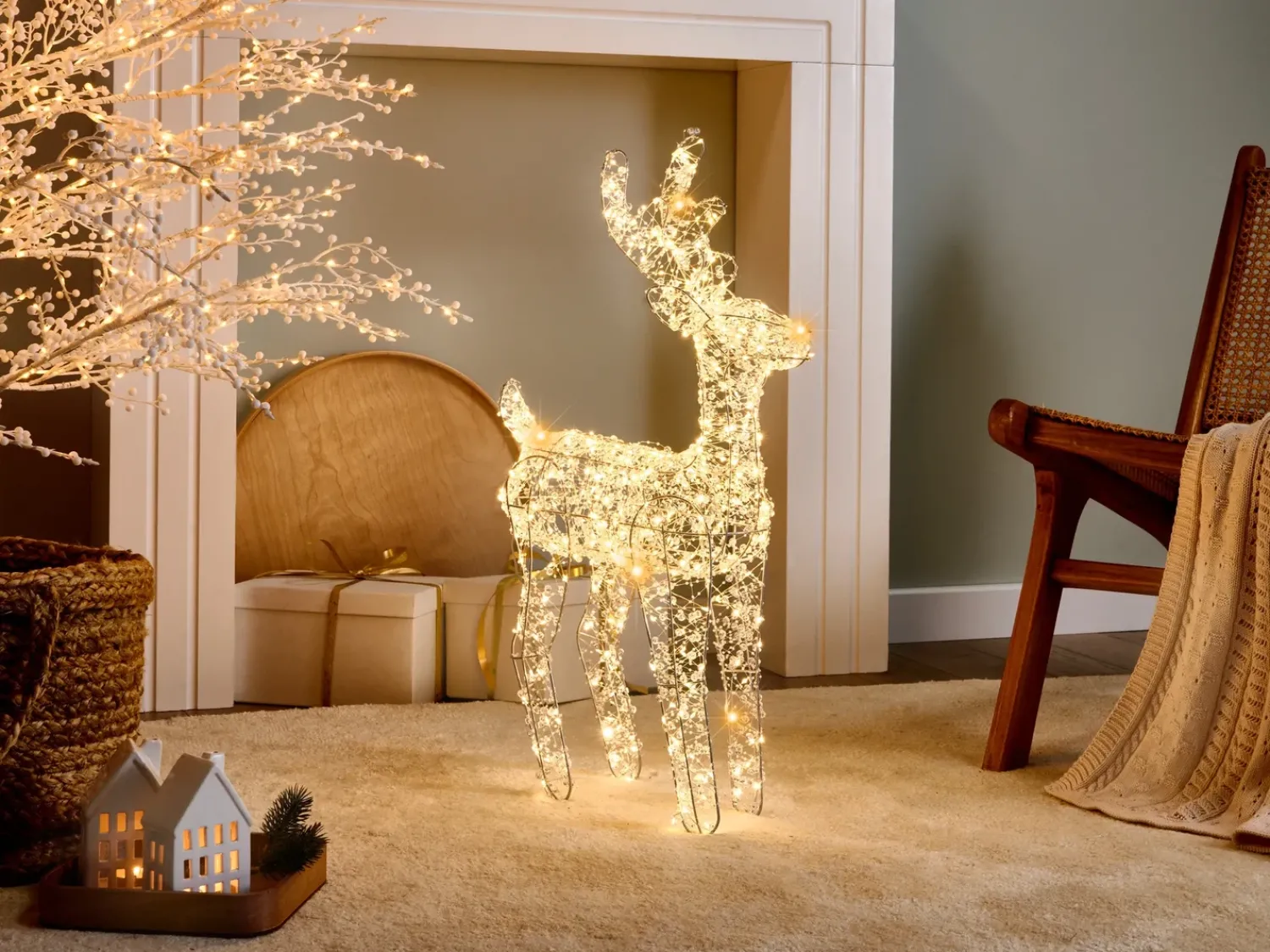 Hot Beliani Decorazione per esterni LED OLDENOR Renna 70 cm Argento