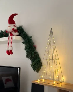 Beliani Decorazione per esterni LED PUKSALA Albero di Natale 60 cm Argento