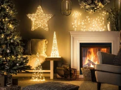 Beliani Decorazione per esterni LED PUKSALA Albero di Natale 60 cm Argento