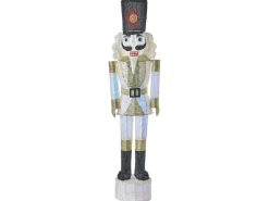 Beliani Decorazione per esterni LED STOROVAN Schiaccianoci 152 cm Bianco/Oro Bianco Oro Nero