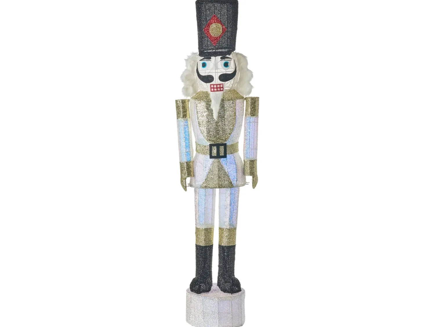 Beliani Decorazione per esterni LED STOROVAN Schiaccianoci 152 cm Bianco/Oro Bianco Oro Nero