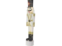 Beliani Decorazione per esterni LED STOROVAN Schiaccianoci 152 cm Bianco/Oro Bianco Oro Nero