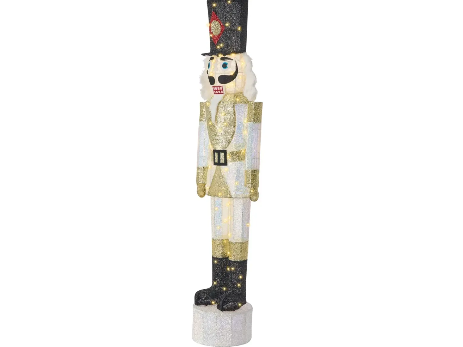 Beliani Decorazione per esterni LED STOROVAN Schiaccianoci 152 cm Bianco/Oro Bianco Oro Nero