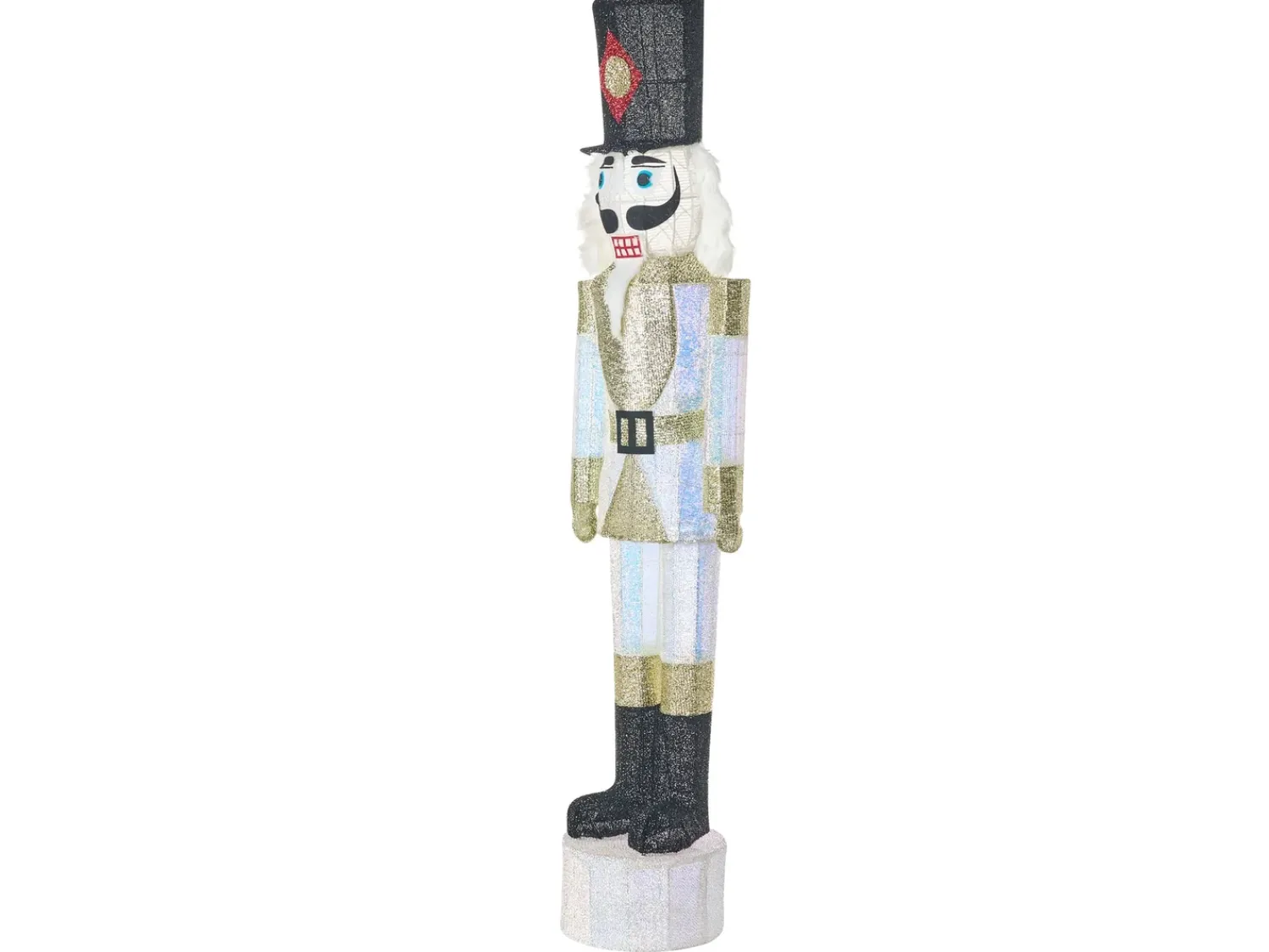 Beliani Decorazione per esterni LED STOROVAN Schiaccianoci 152 cm Bianco/Oro Bianco Oro Nero