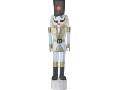 Beliani Decorazione per esterni LED STOROVAN Schiaccianoci 152 cm Bianco/Oro Bianco Oro Nero