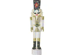 Beliani Decorazione per esterni LED STOROVAN Schiaccianoci 152 cm Bianco/Oro Bianco Oro Nero